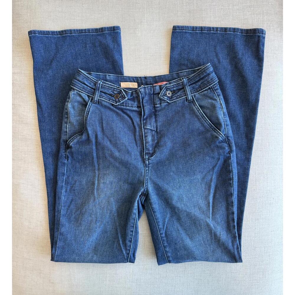 Pilcro Anthropologie Mid-Rise Bootcut Flare Jeans Dark Wash Size 29 - Picture 2 of 7